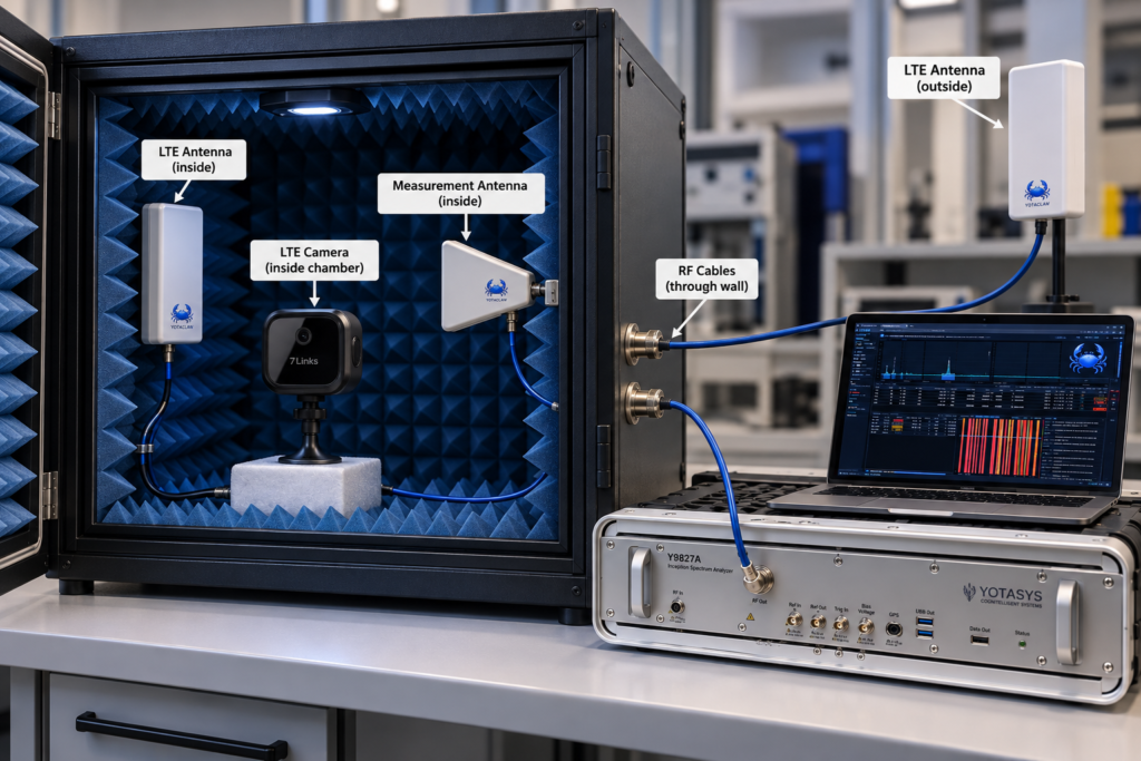 LTE Messaufbau mit Absorberkammer