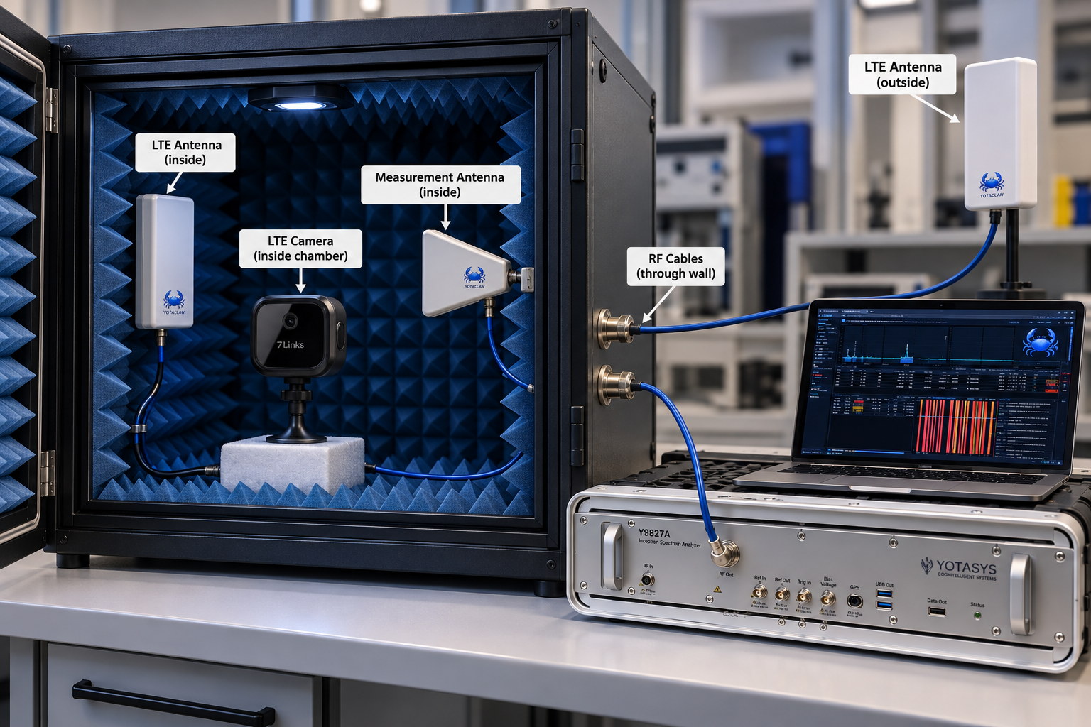 LTE Messaufbau mit Absorberkammer
